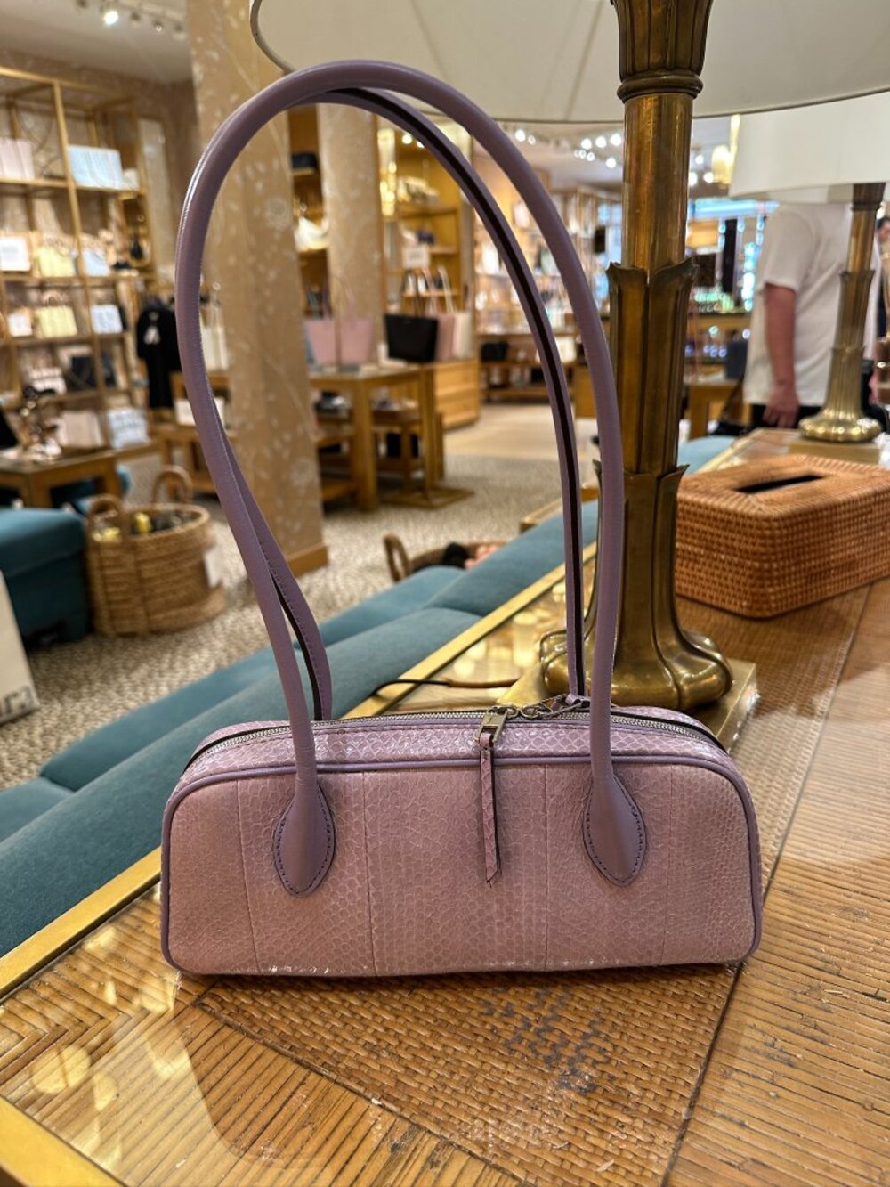 NWT! Tory Burch Rory Box Satchel 181102 In Lavender Sun Water Snake Leather - Picture 4 of 11